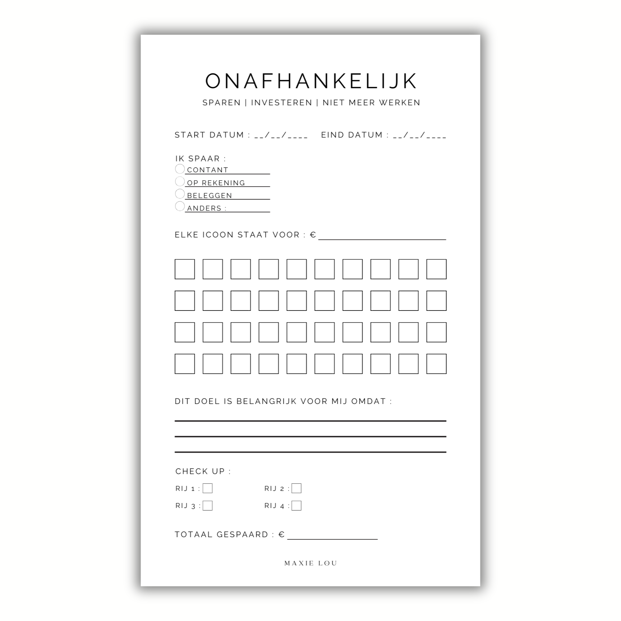 Spaardoel A5 : Onafhankelijk