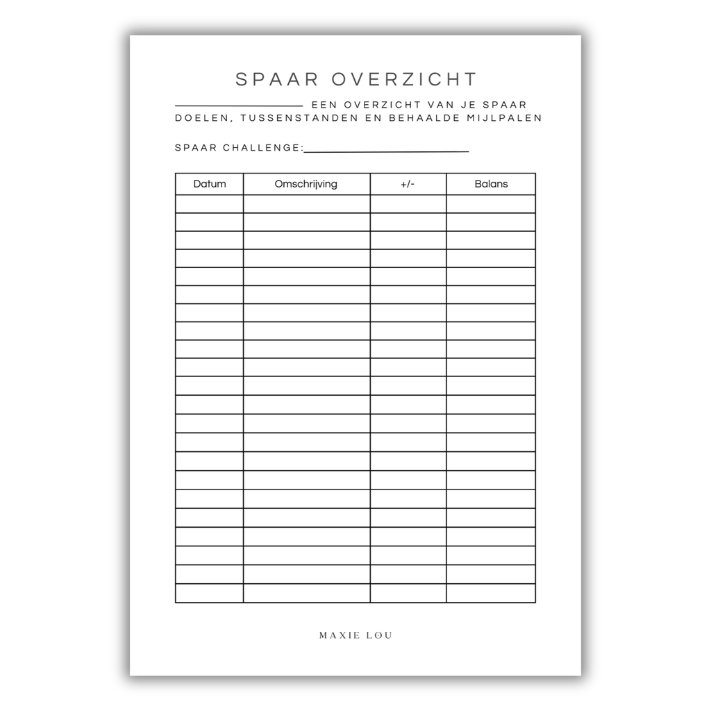 Spaar Overzicht