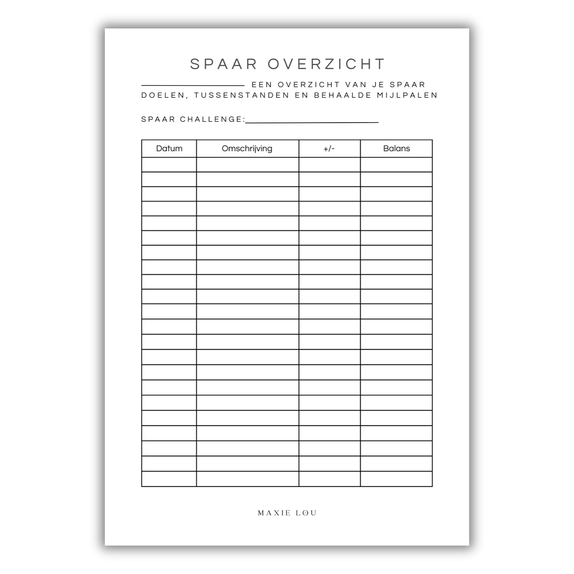 Spaar Overzicht
