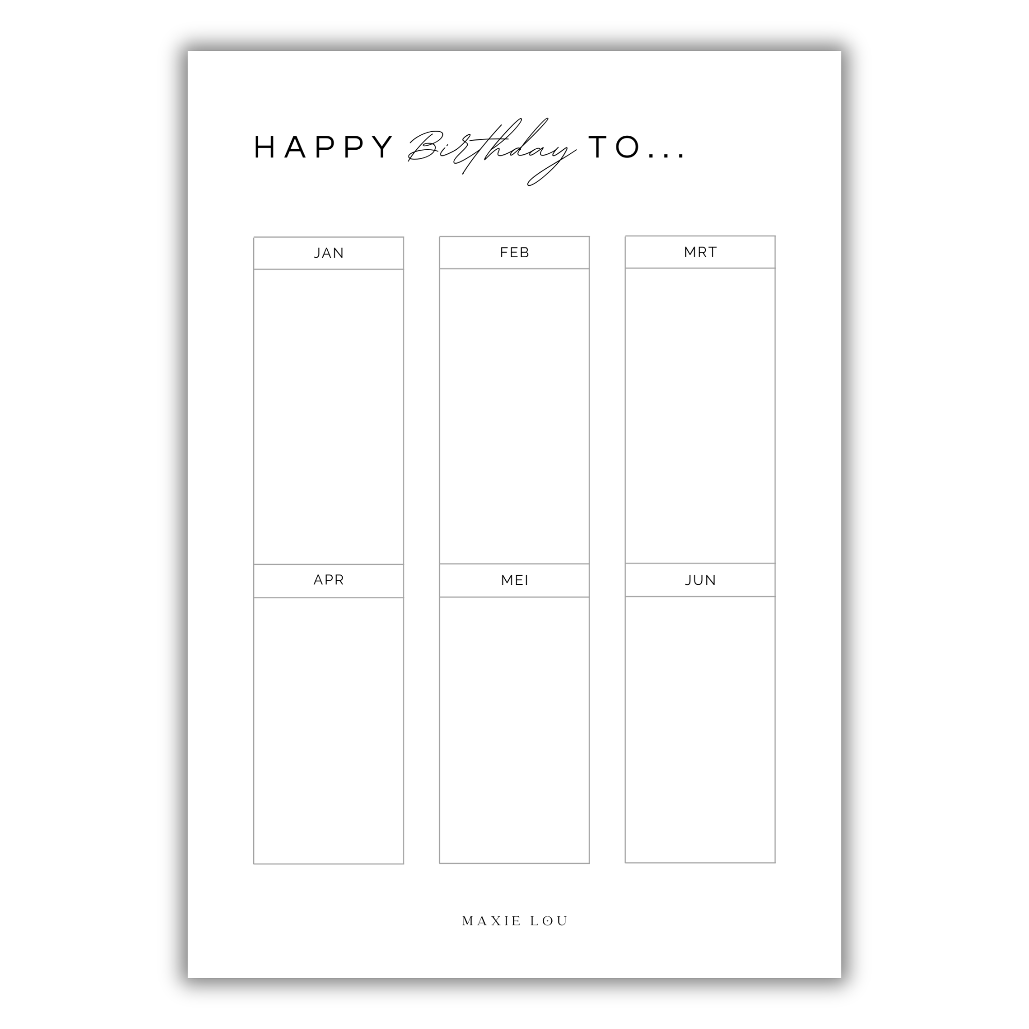 Birthday Kalender
