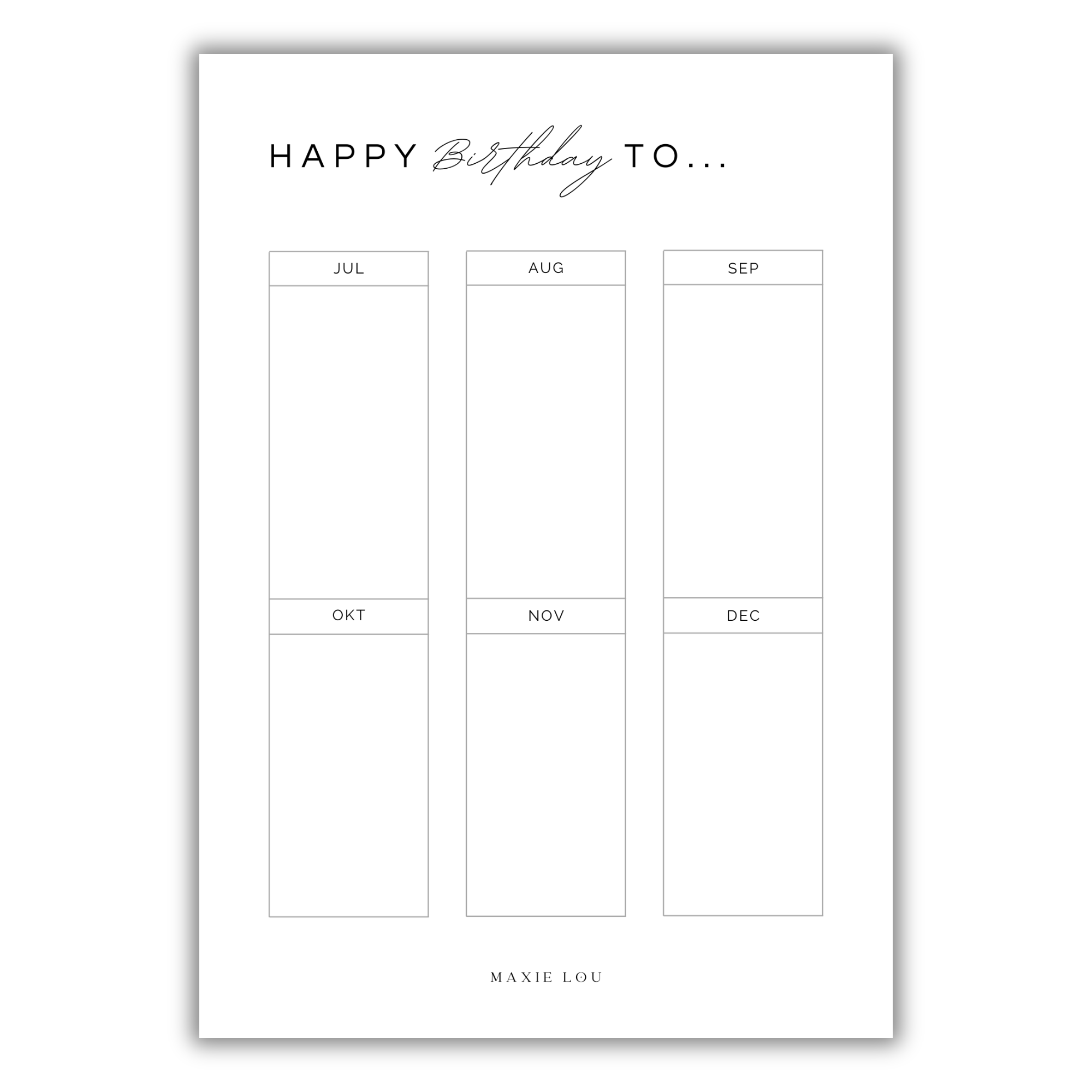 Birthday Kalender