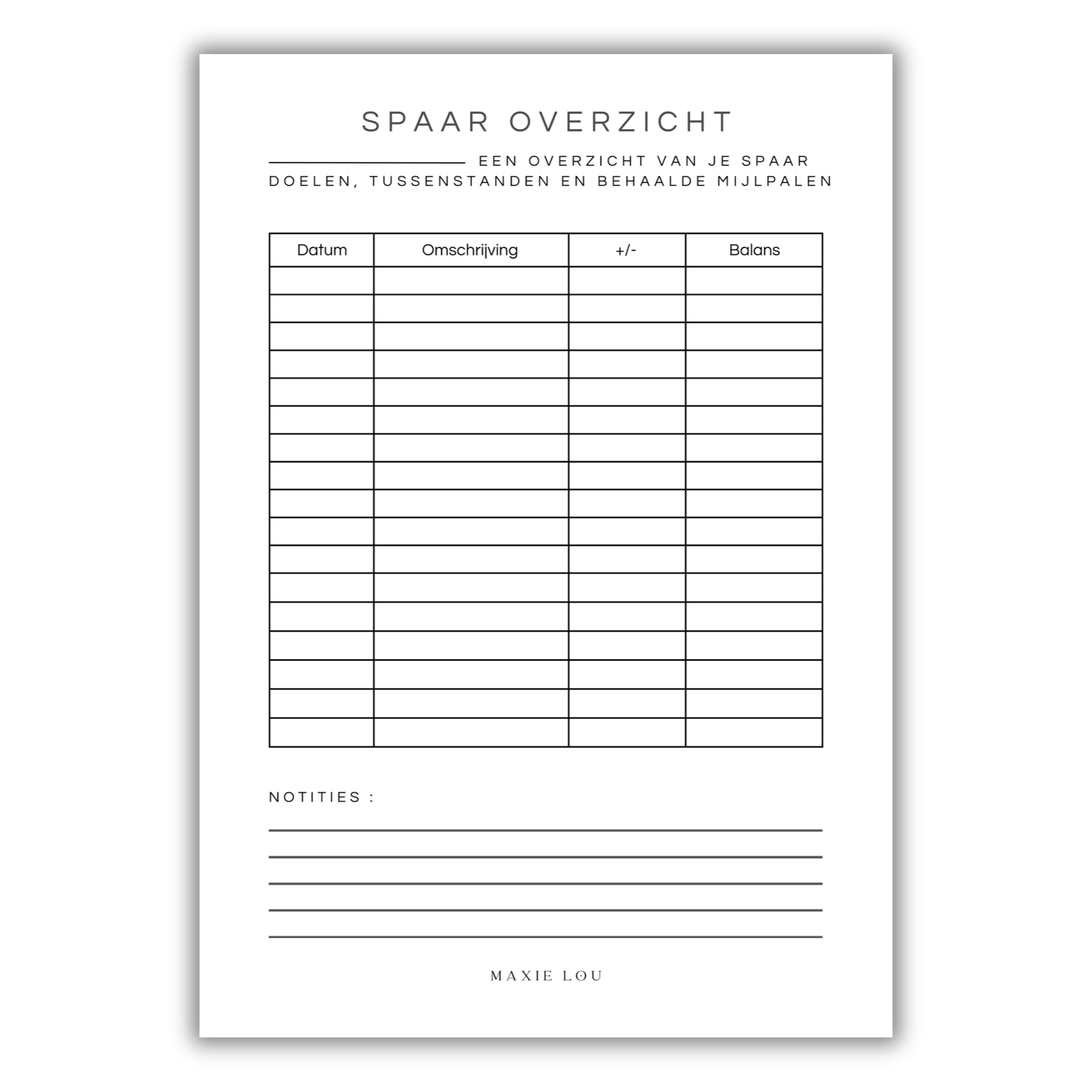 Spaar Overzicht