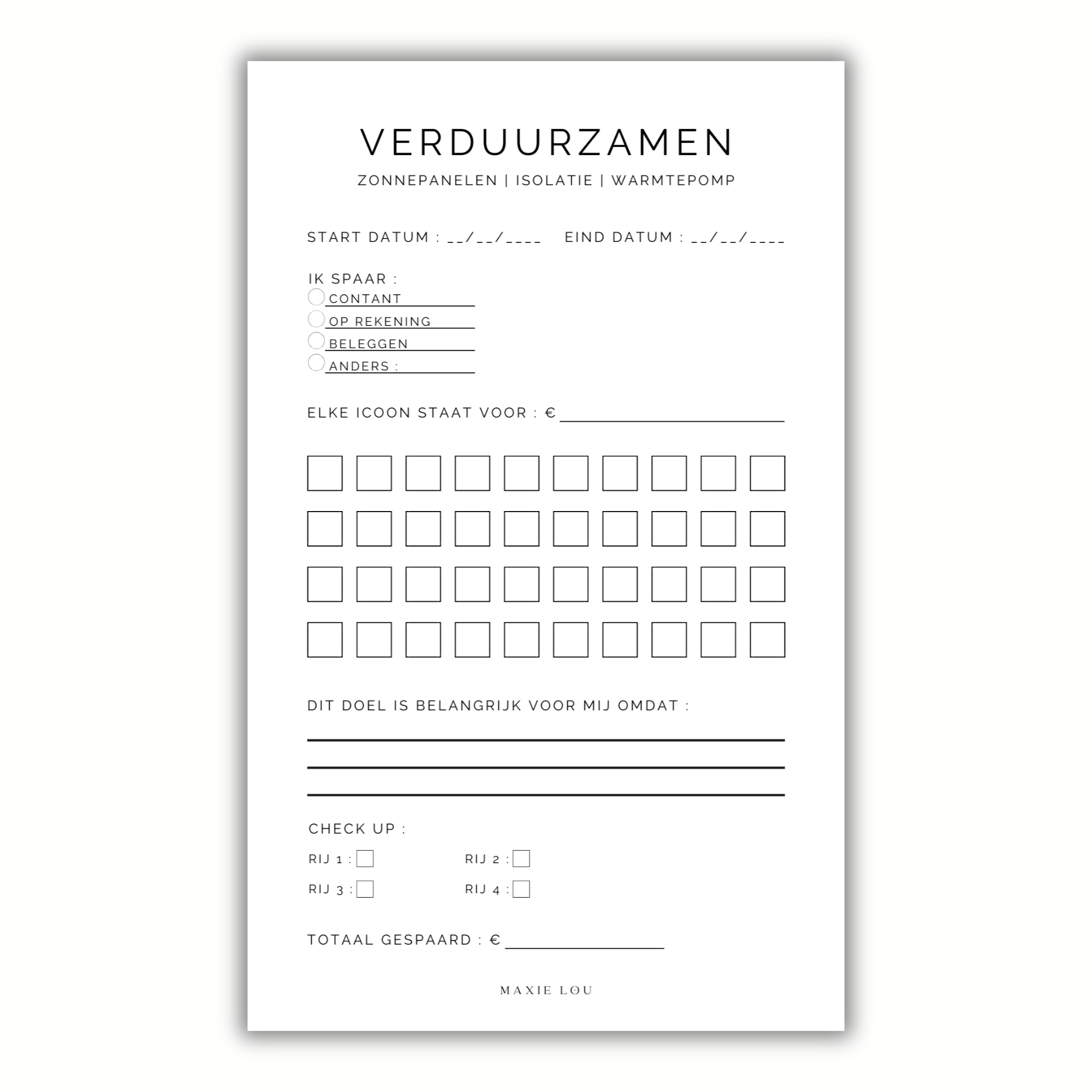 Spaardoel A5 : Verduurzamen