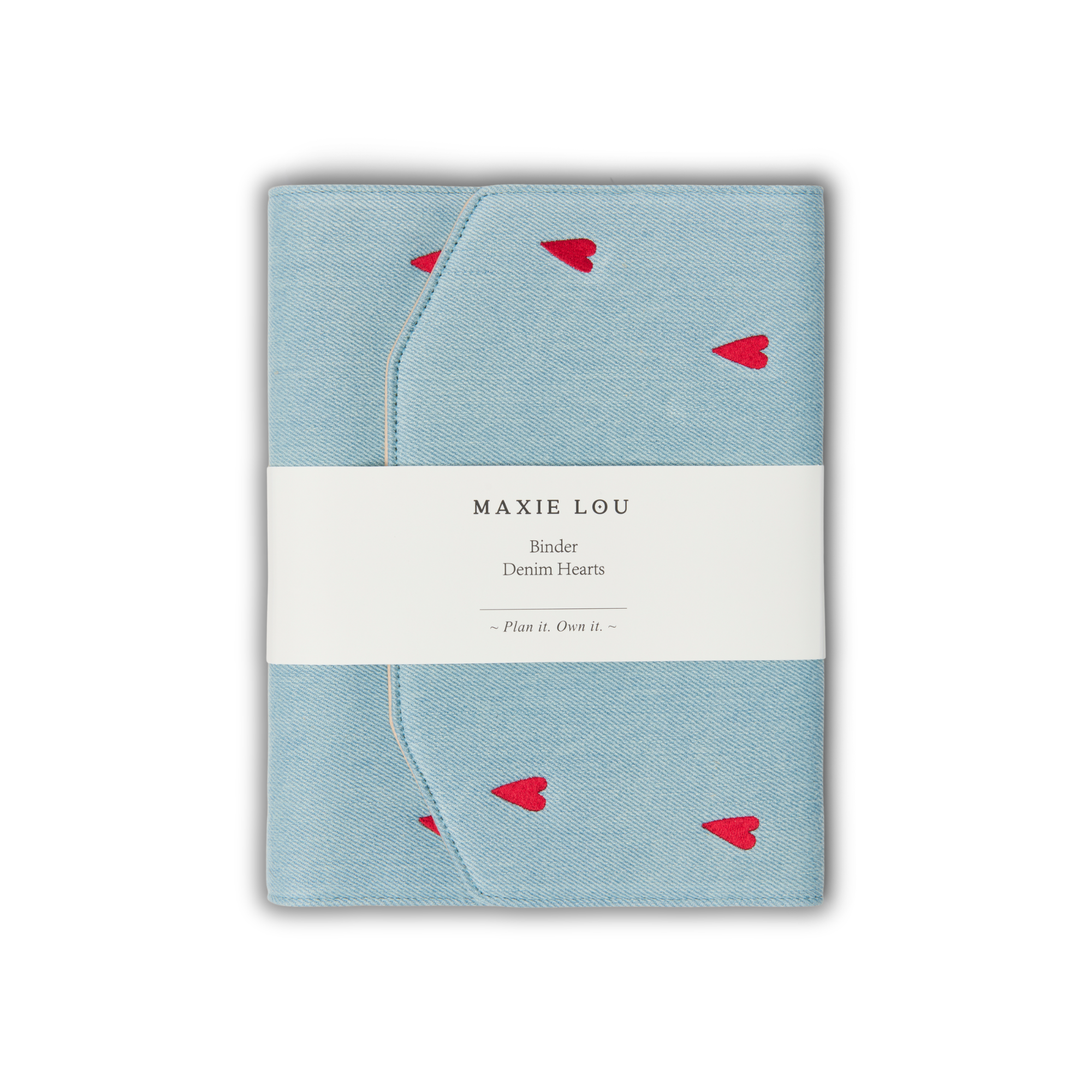 Denim Red Hearts Binder