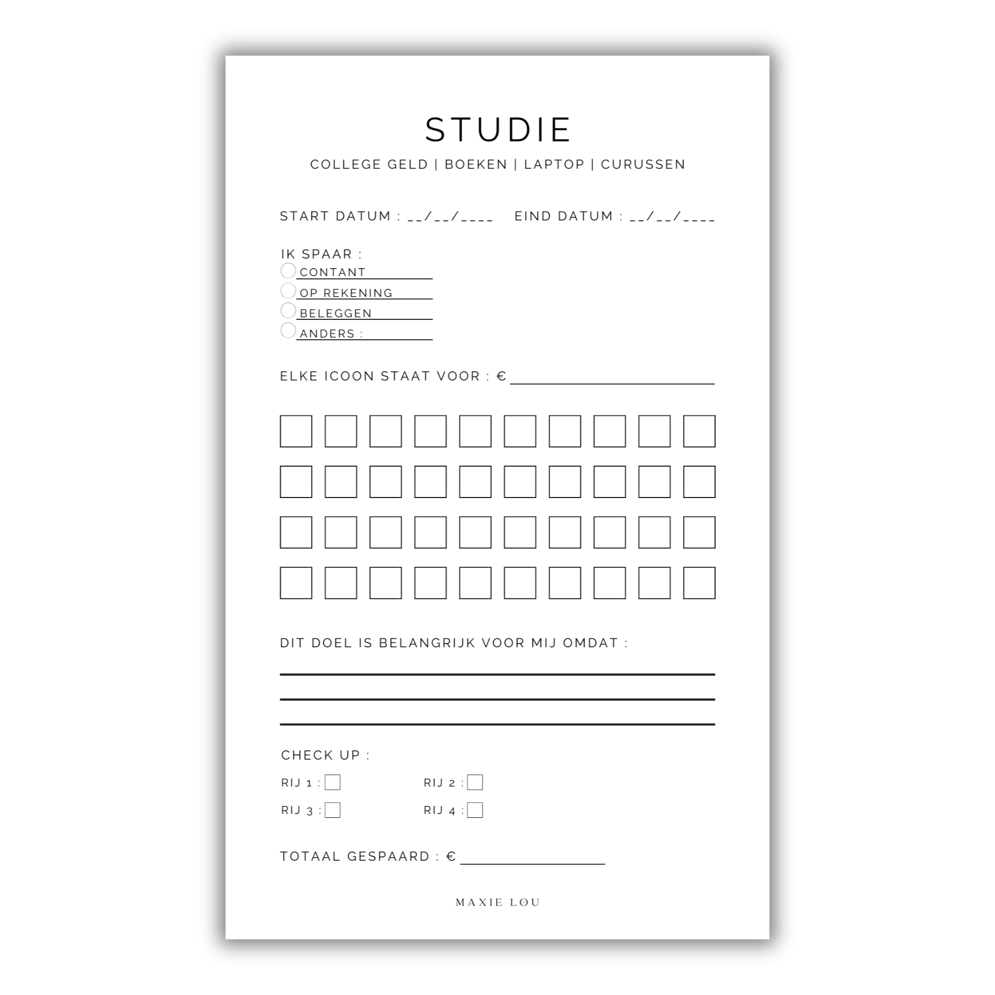 Spaardoel A5 : Studie