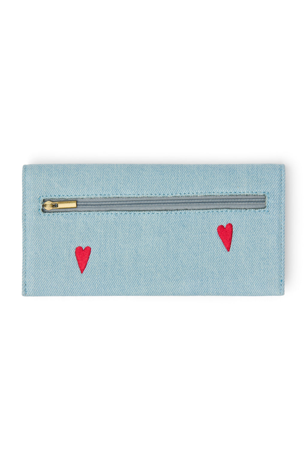 Denim Red Hearts Portemonnee