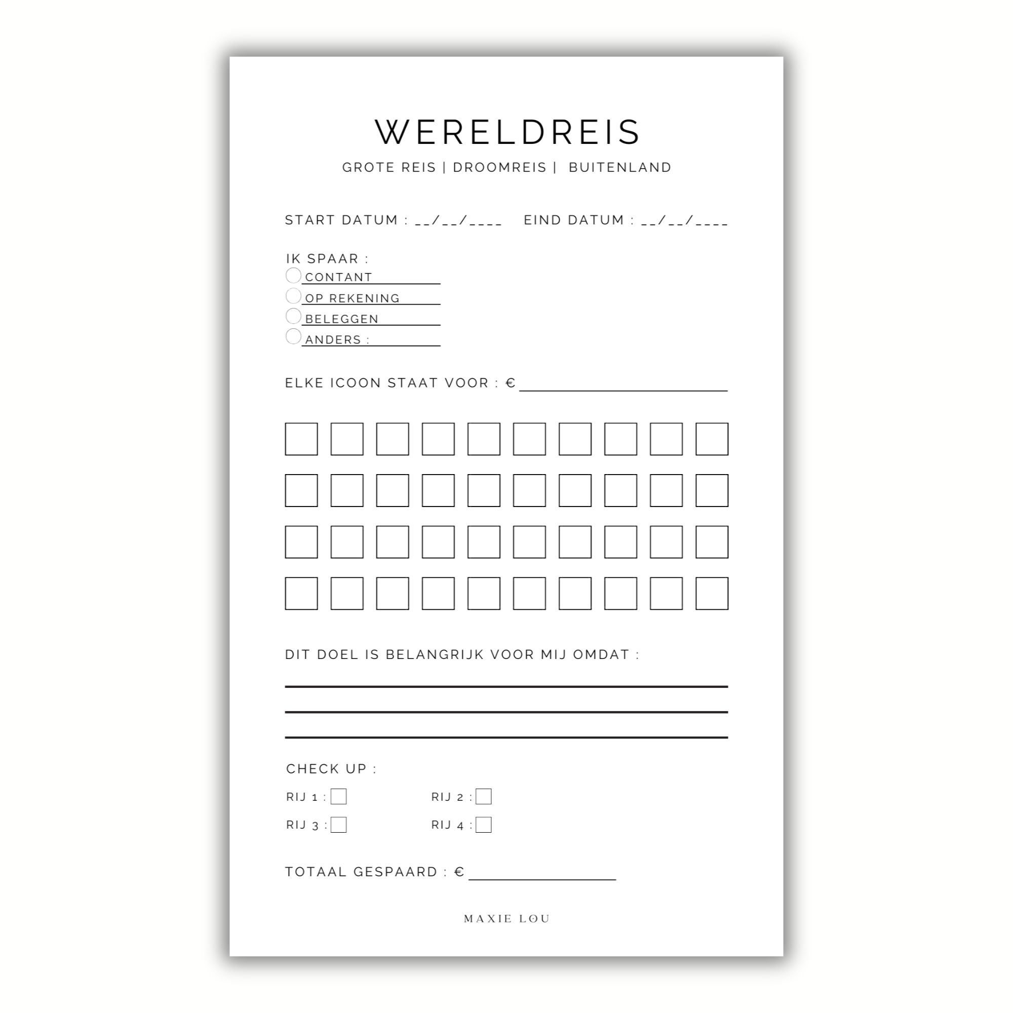 Spaardoel A5 : Wereldreis