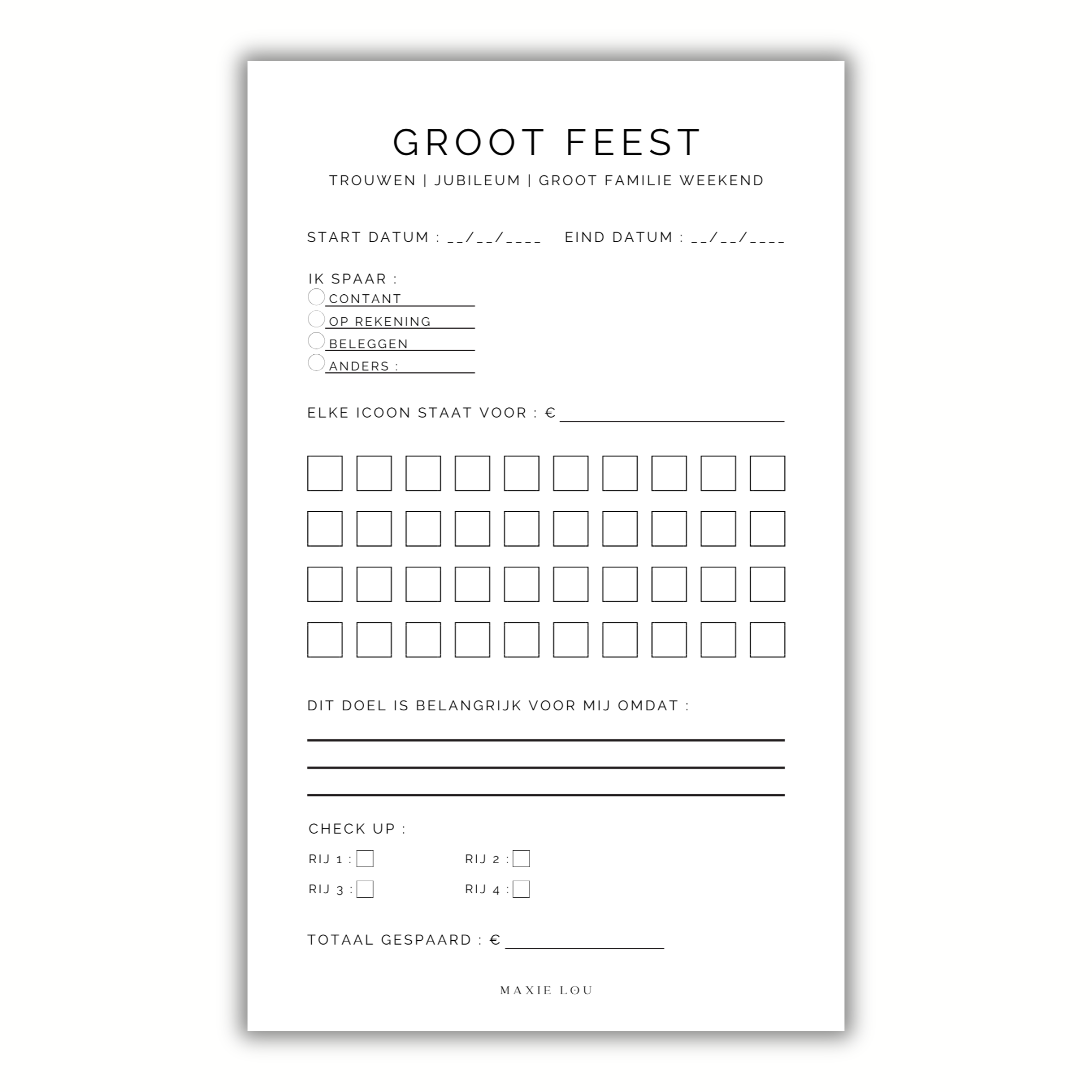 Spaardoel A5 : Groot Feest