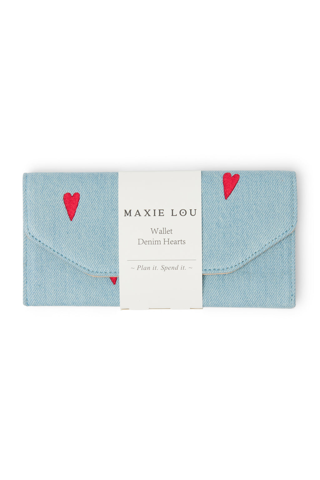 Denim Red Hearts Portemonnee
