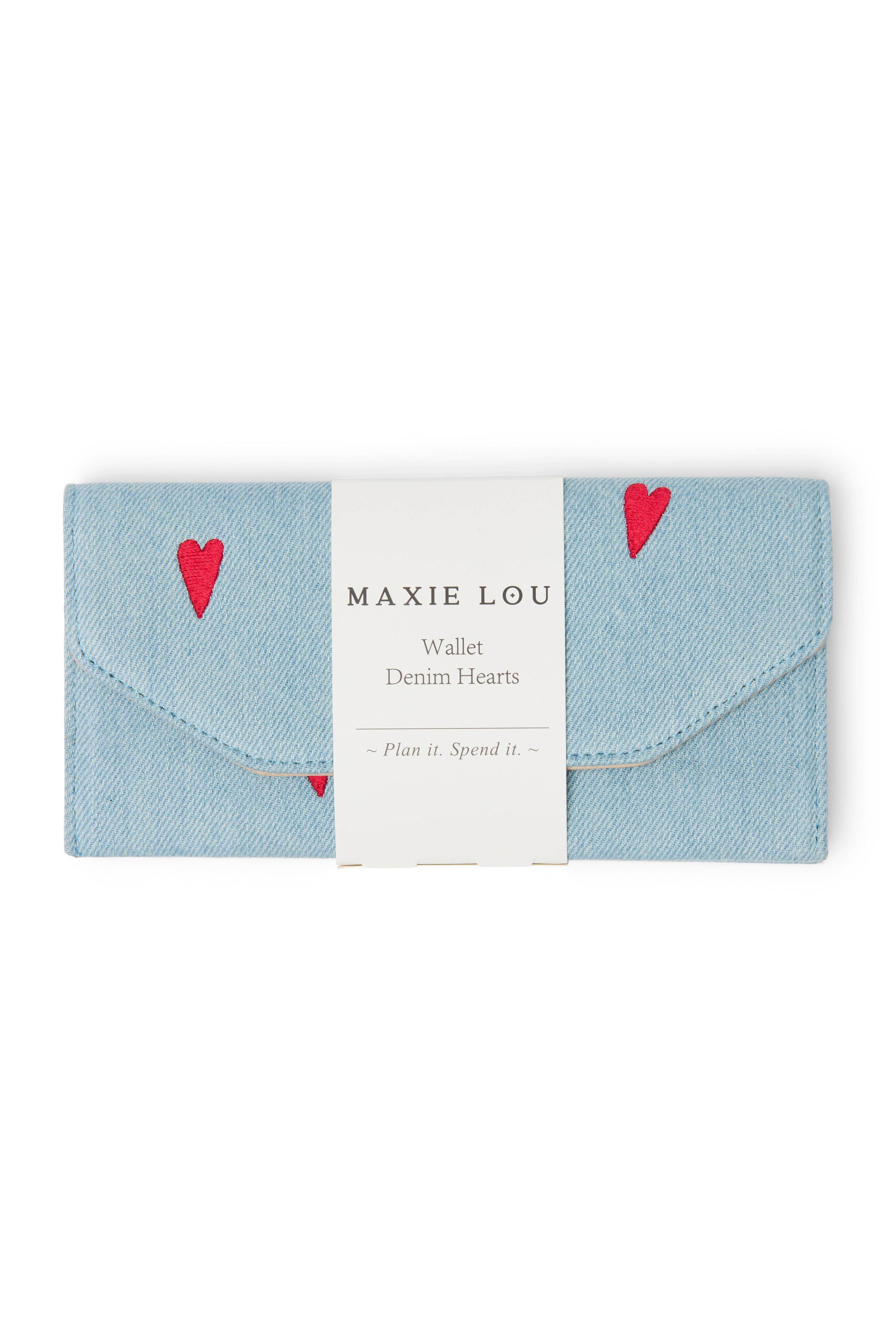 Denim Red Hearts Portemonnee