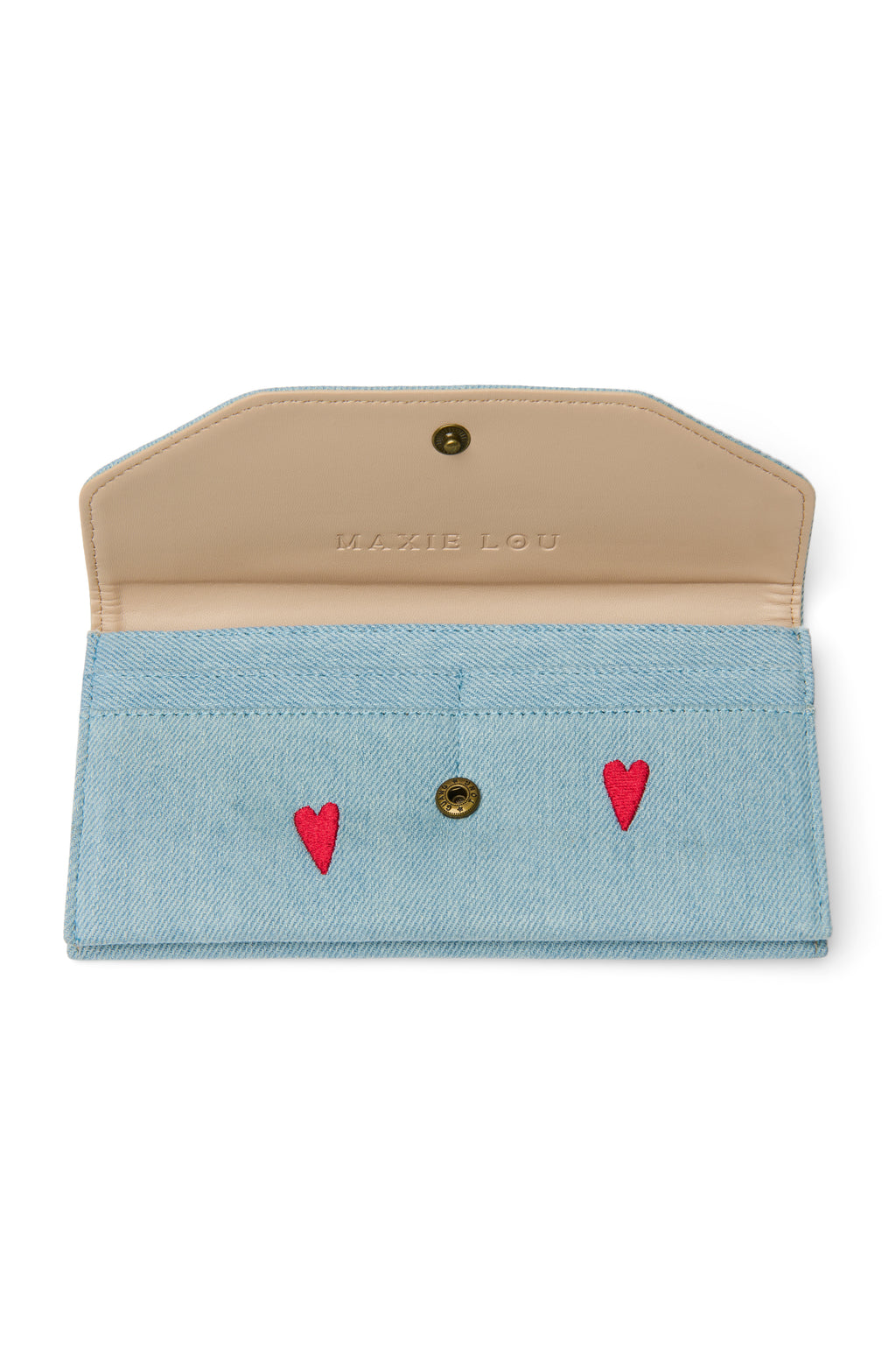 Denim Red Hearts Portemonnee